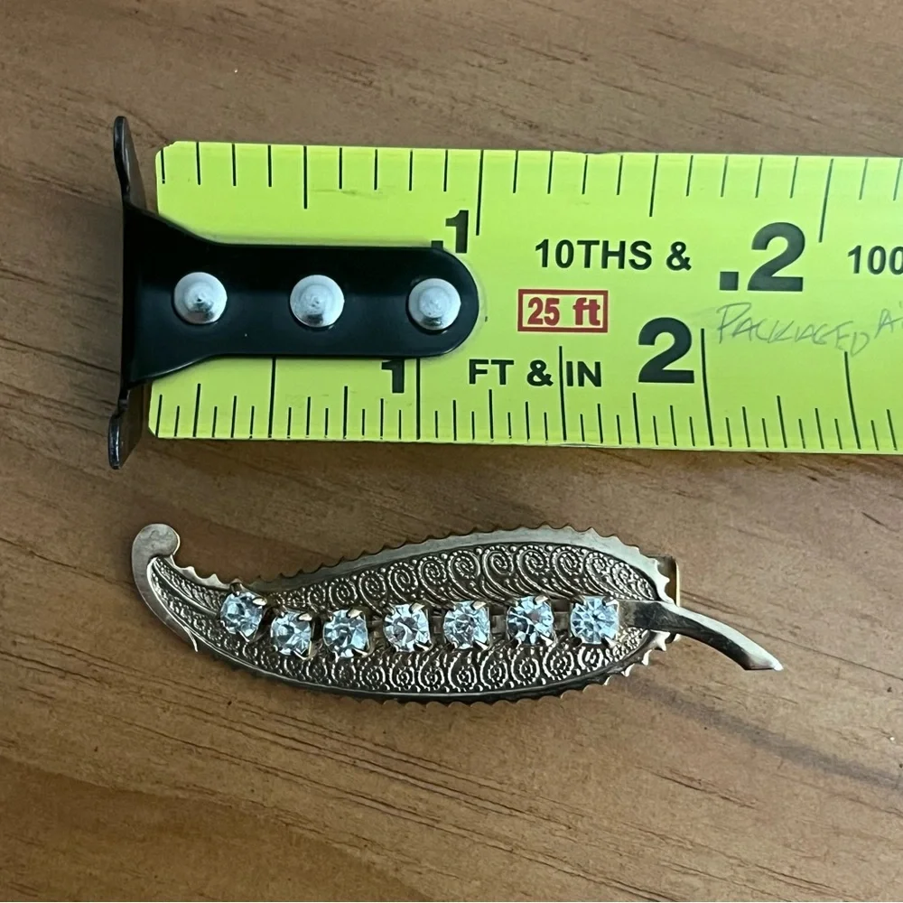BOGO Vintage Gold Tone Rhinestone Leaf Hair Clip